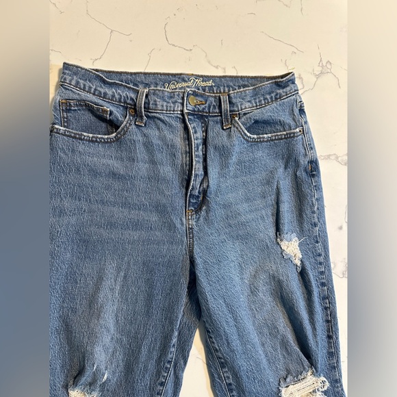 Universal Thread Med Wash Distressed Straight Raw Hem Jeans 14/32R - Picture 2 of 8